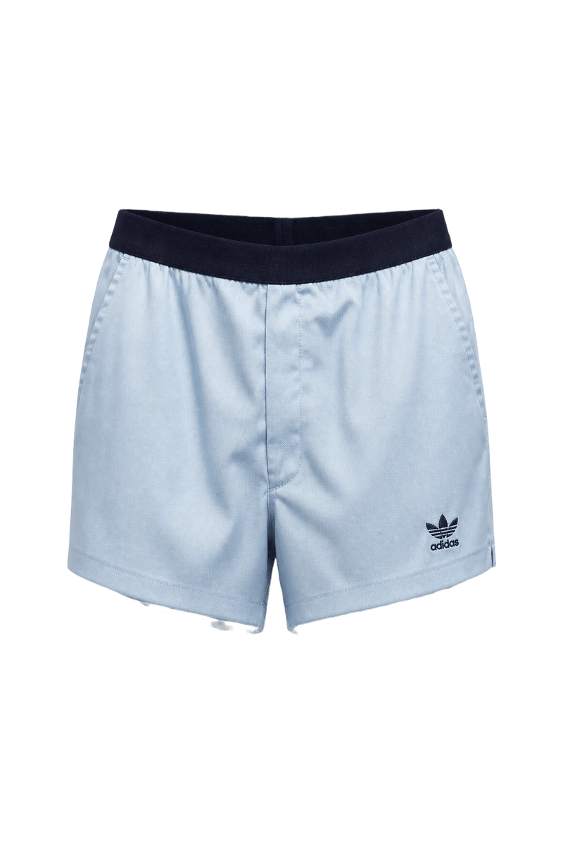 1970s Light Blue Cotton Shorts - Front View