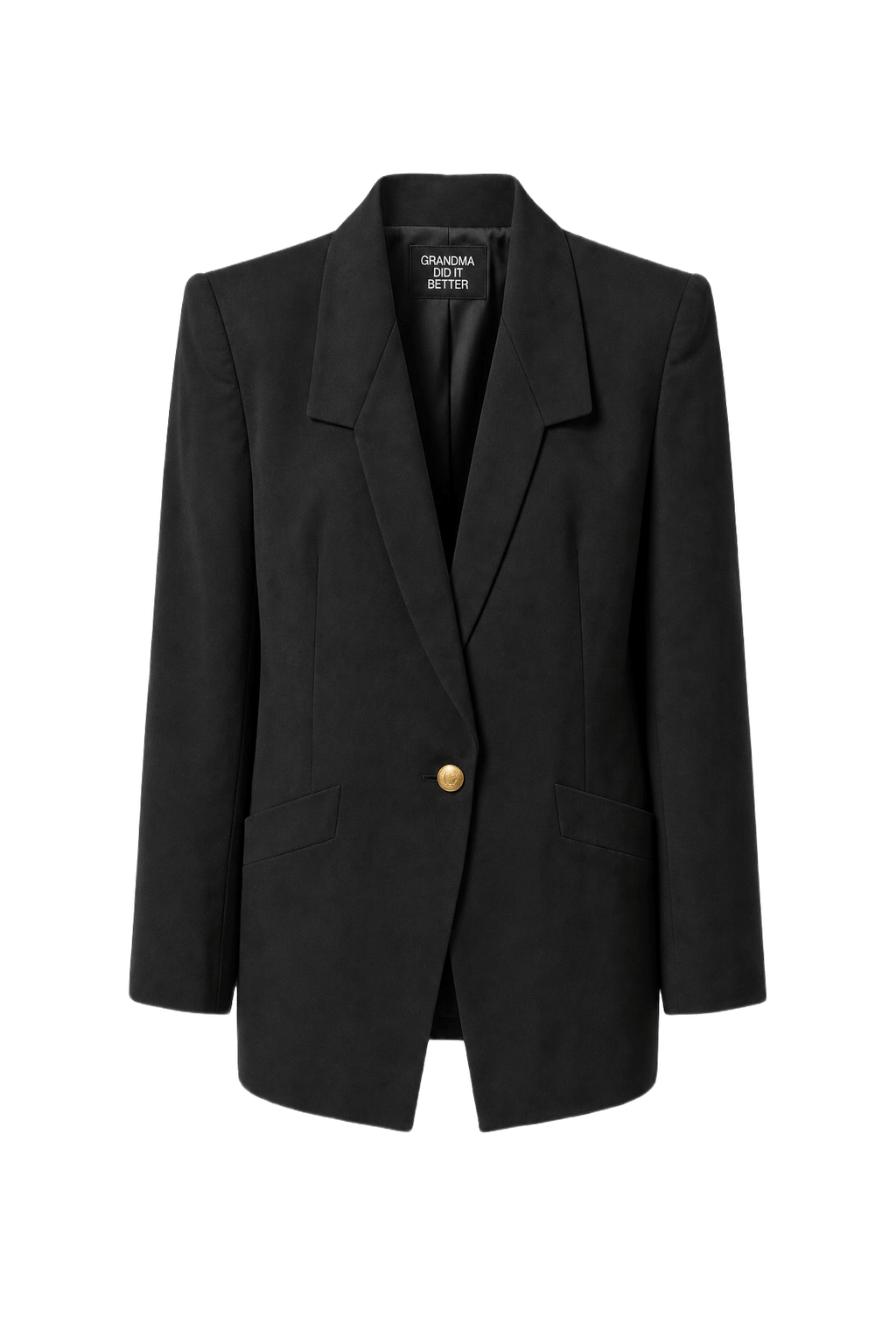 1990s Black Wool Blend Blazer - Front View