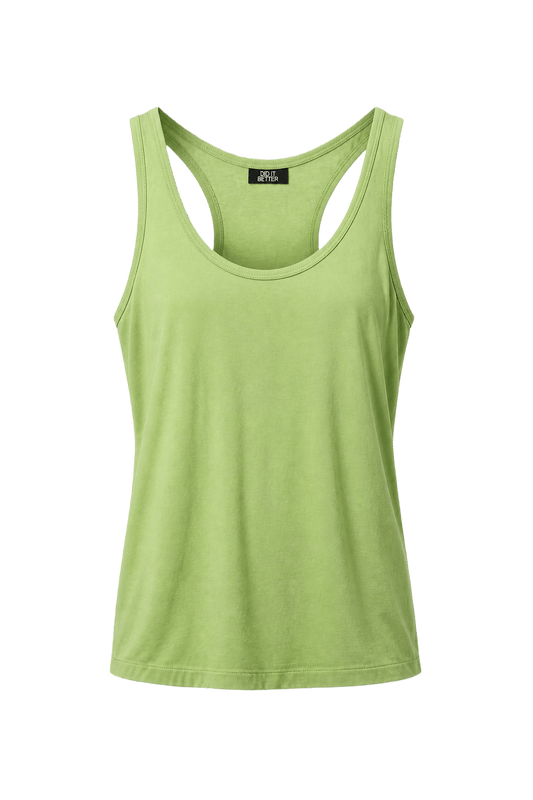 1990s Lime Green Cotton Tank Top - Front View