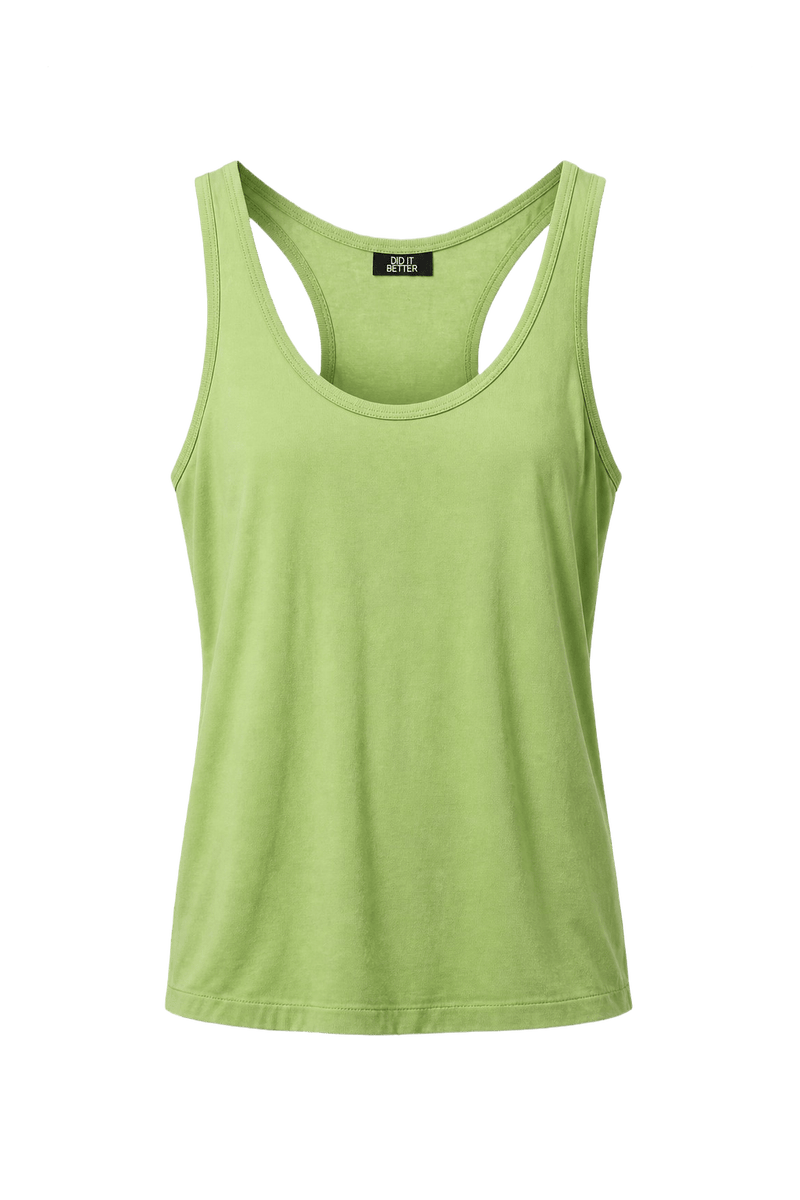 1990s Lime Green Cotton Tank Top - Front View