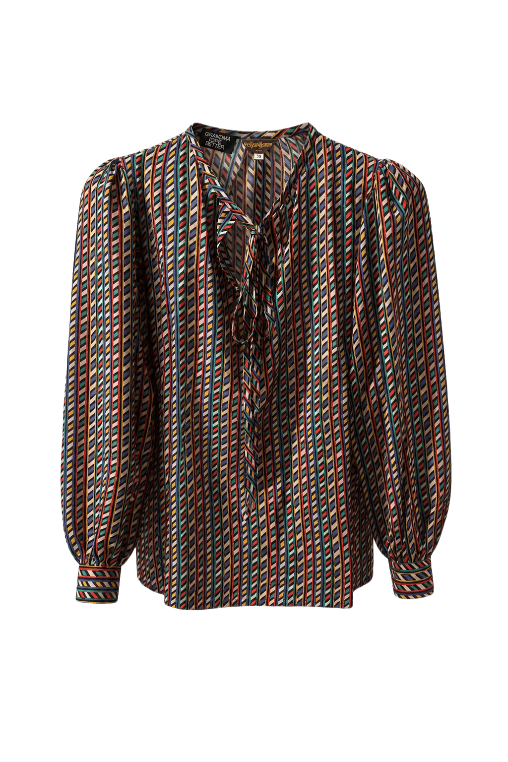 1980s Multicolor Synthetic Blouse - Front View