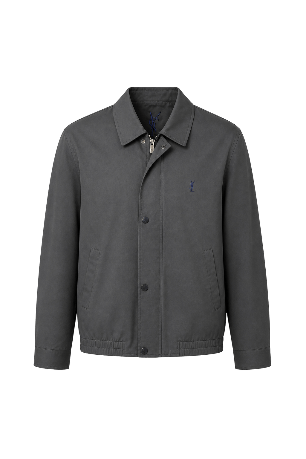 1980s Black Cotton Blend Jacket - Front View