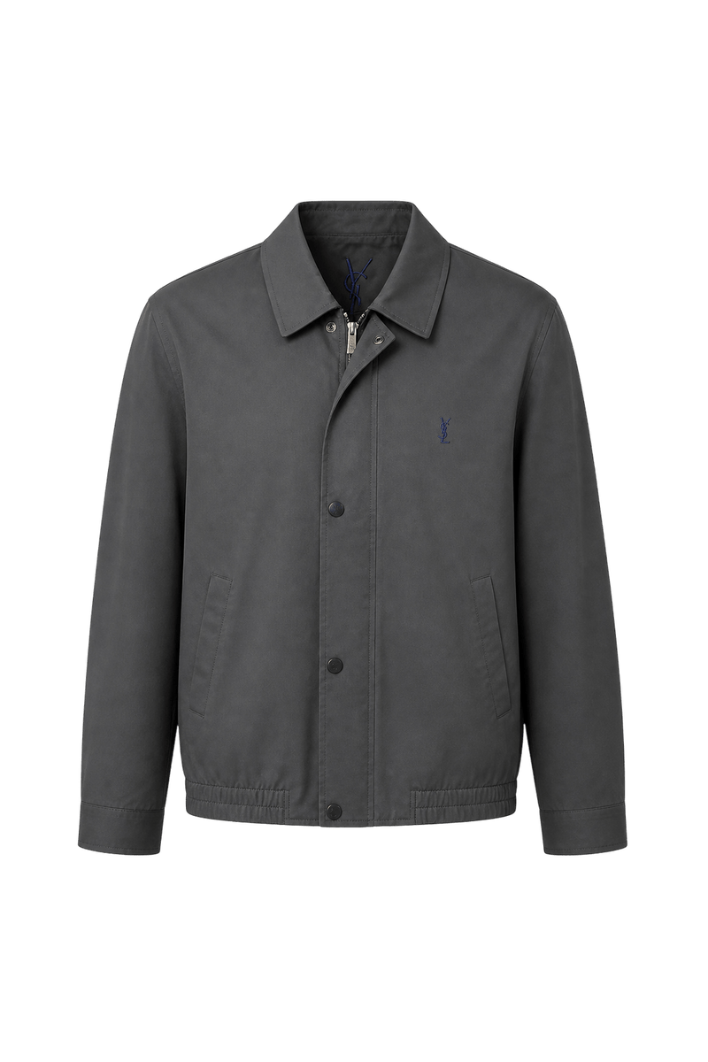 1980s Black Cotton Blend Jacket - Front View