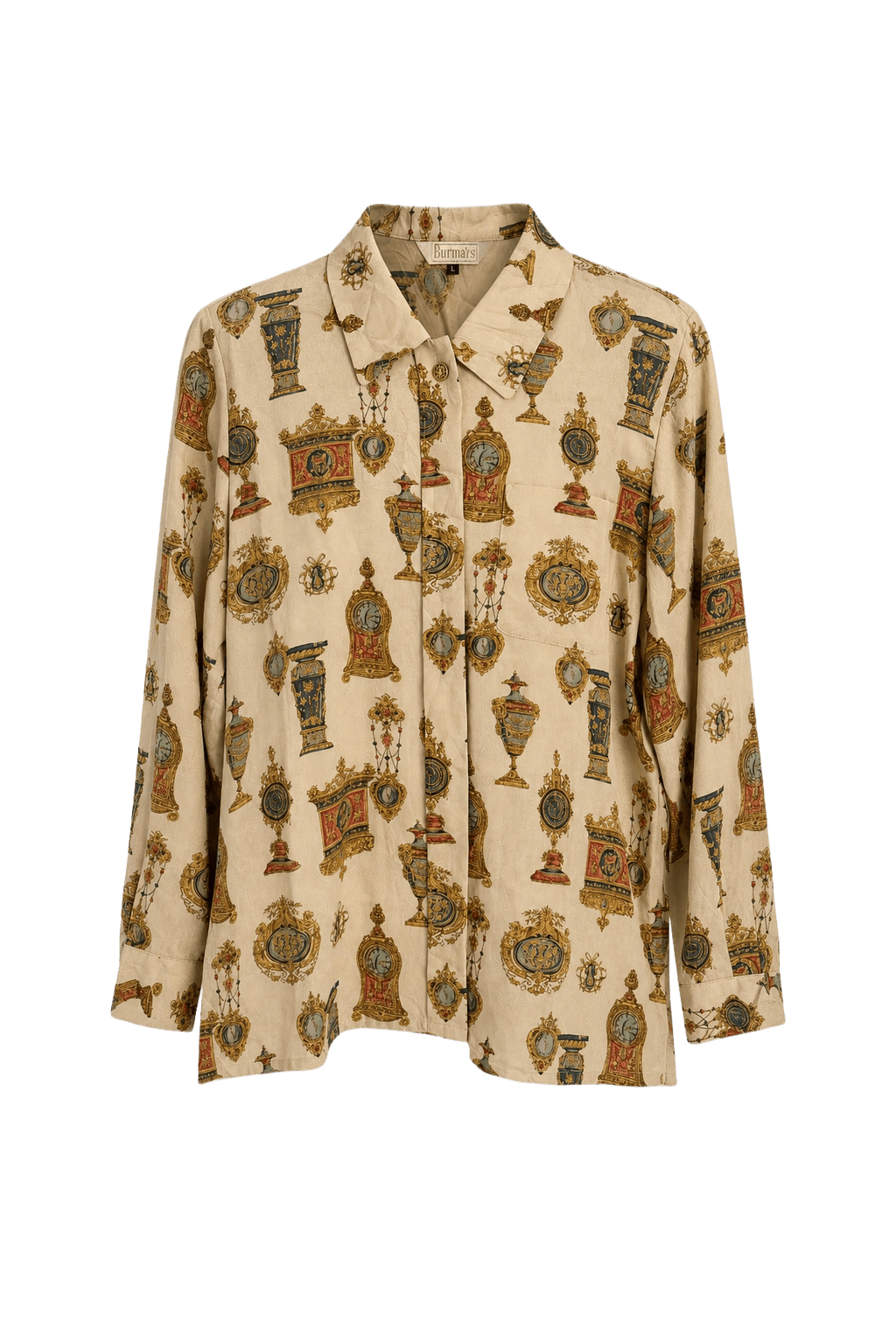 1980s Cream Polyester Blend Blouse - Front View