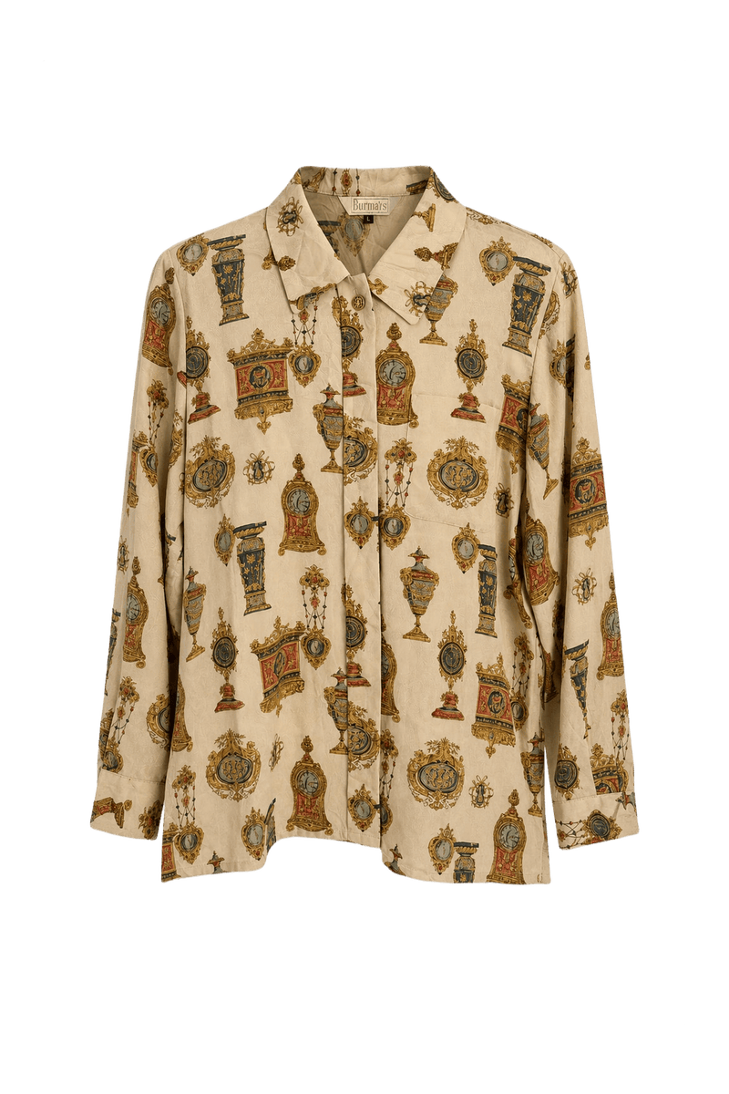 1980s Cream Polyester Blend Blouse - Front View
