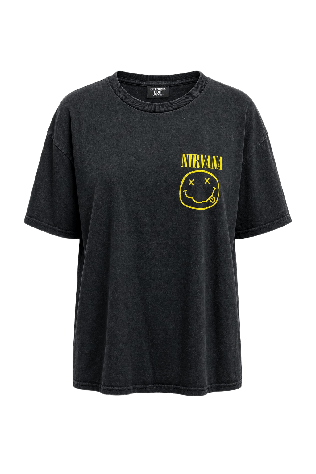 1990s Black Cotton T-Shirt - Front View