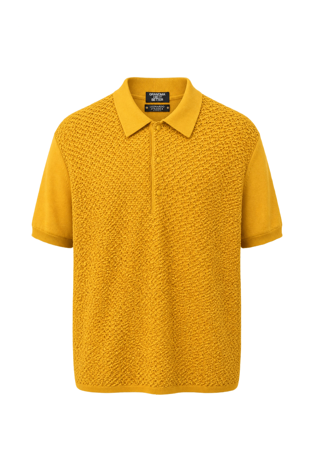 1970s Mustard Yellow Cotton Blend Polo - Front View