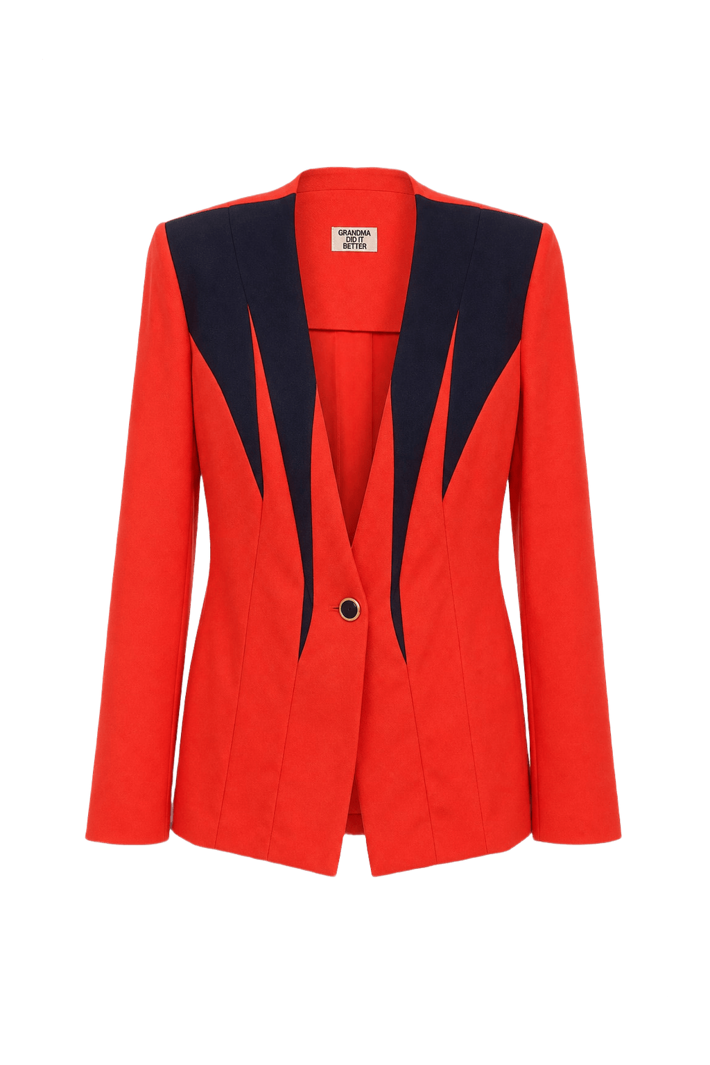 1980s Red Polyester Blazer - Front View