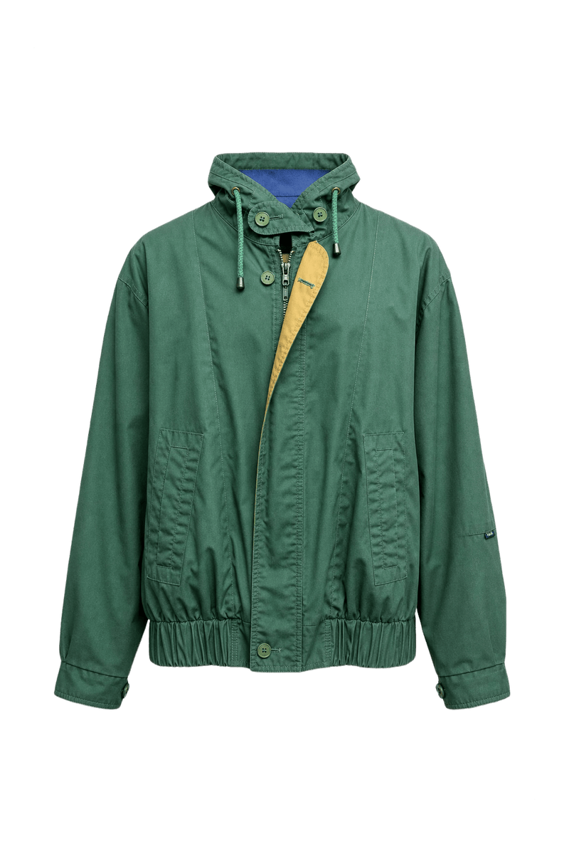1980s Forest Green Polyester Jacket - Front View