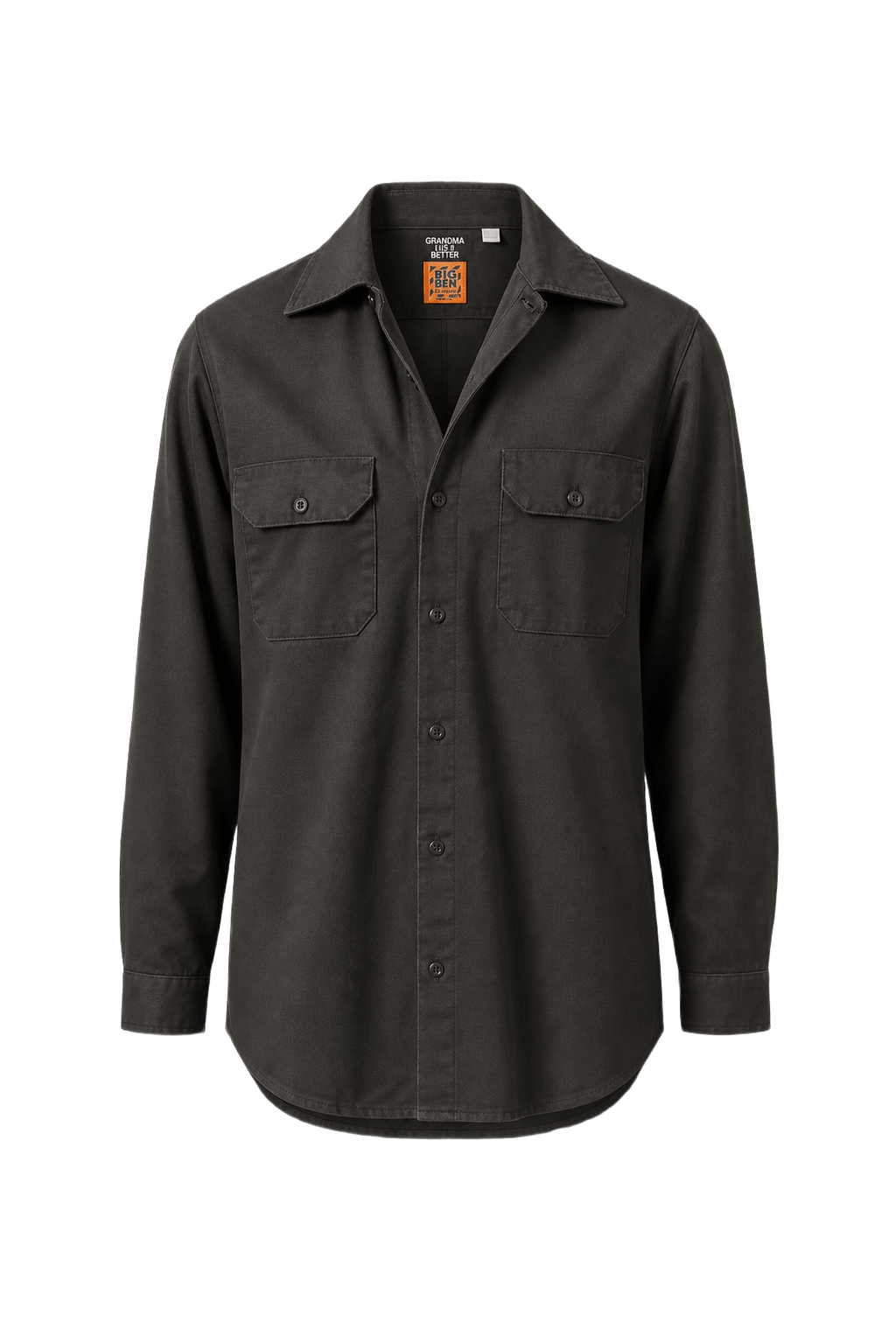 1980s Olive Cotton Shirt - Front View