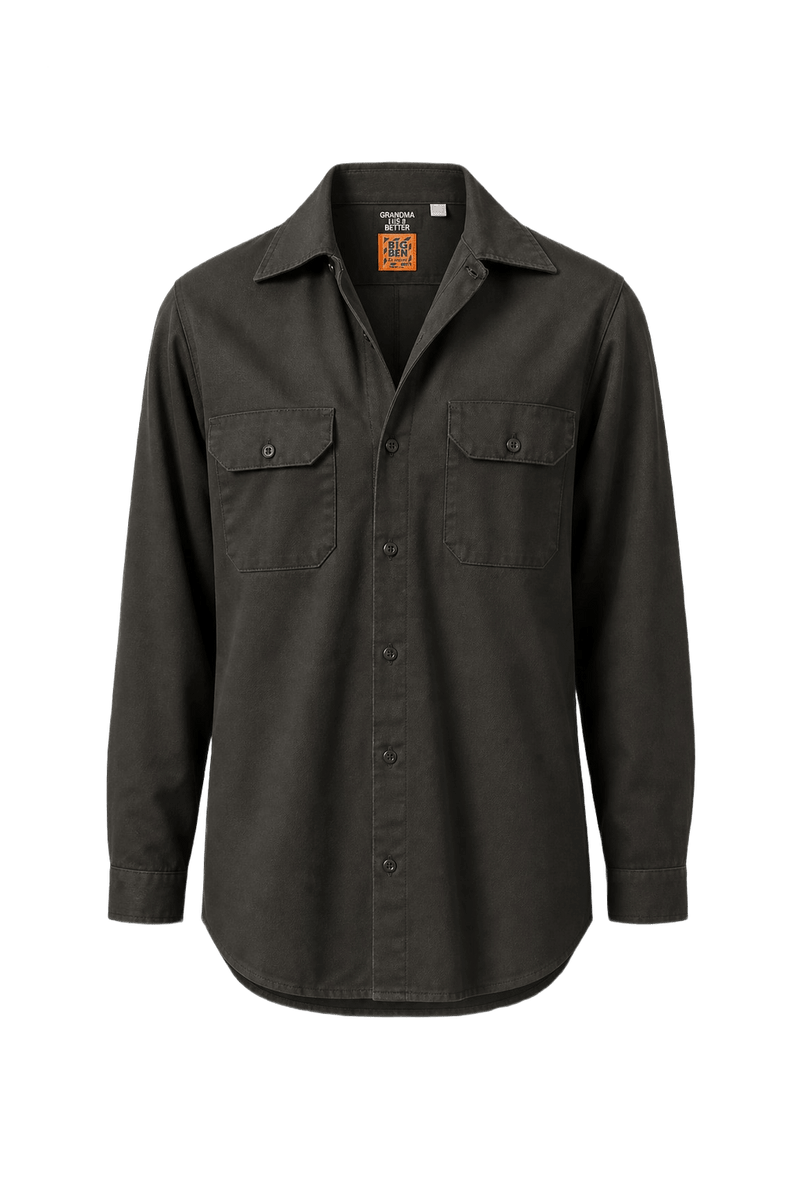1980s Olive Cotton Shirt - Front View