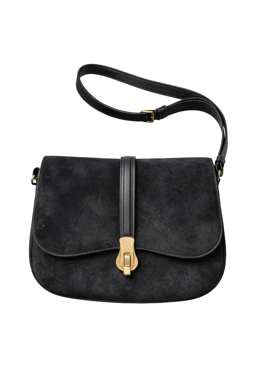 1980s Black Suede Bag - Front View