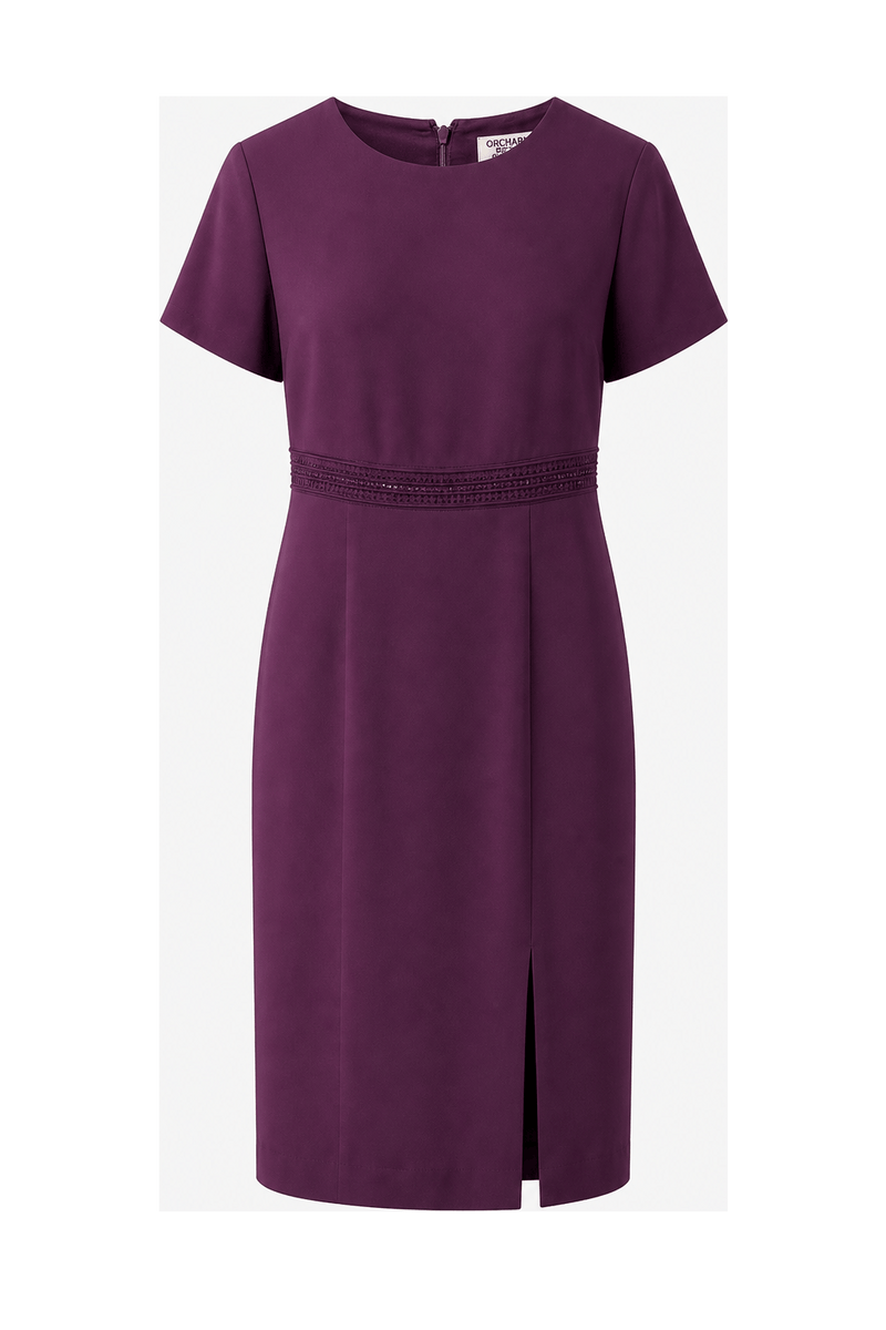 1980s Purple Polyester Dress - Front View
