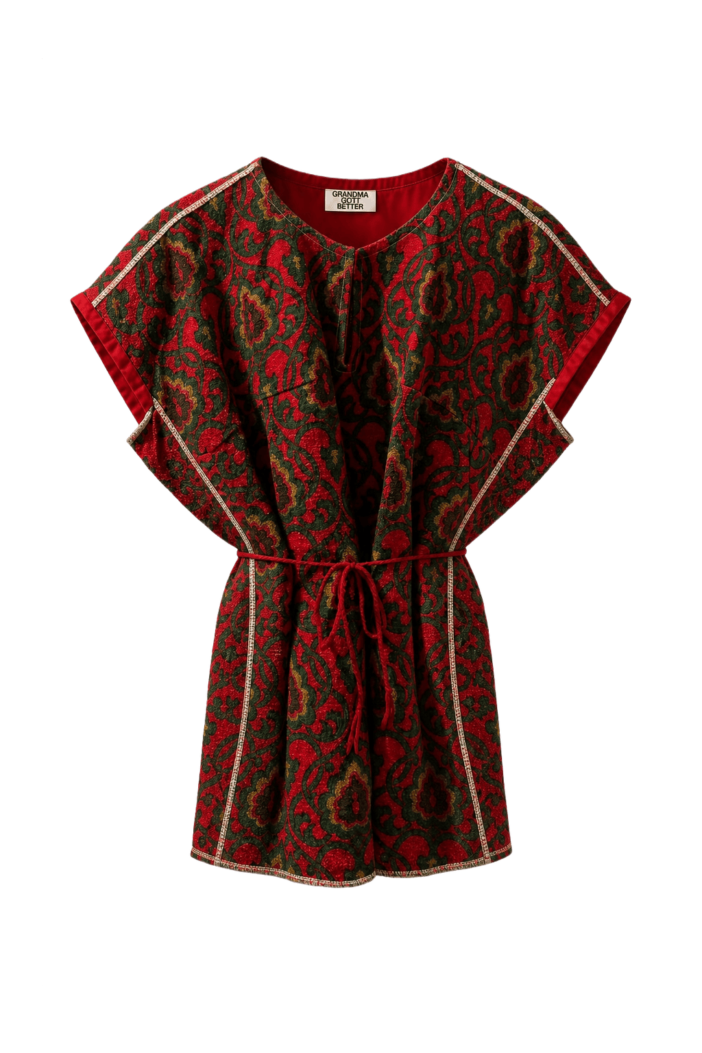 1970s Red Wool Blend Shift Dress - Front View