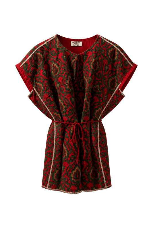 1970s Red Wool Blend Shift Dress - Front View