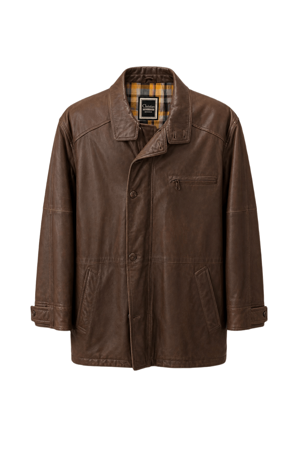 1990s Brown Leather Coat - Front View