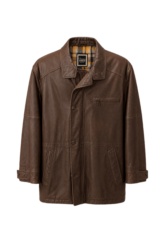 1990s Brown Leather Coat - Front View
