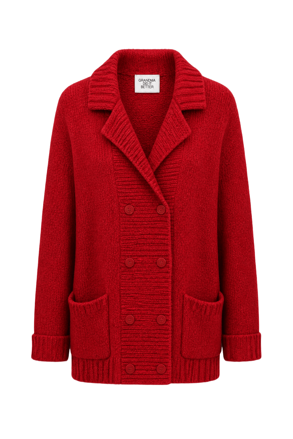 1990s Red Cotton Cardigan - Front View