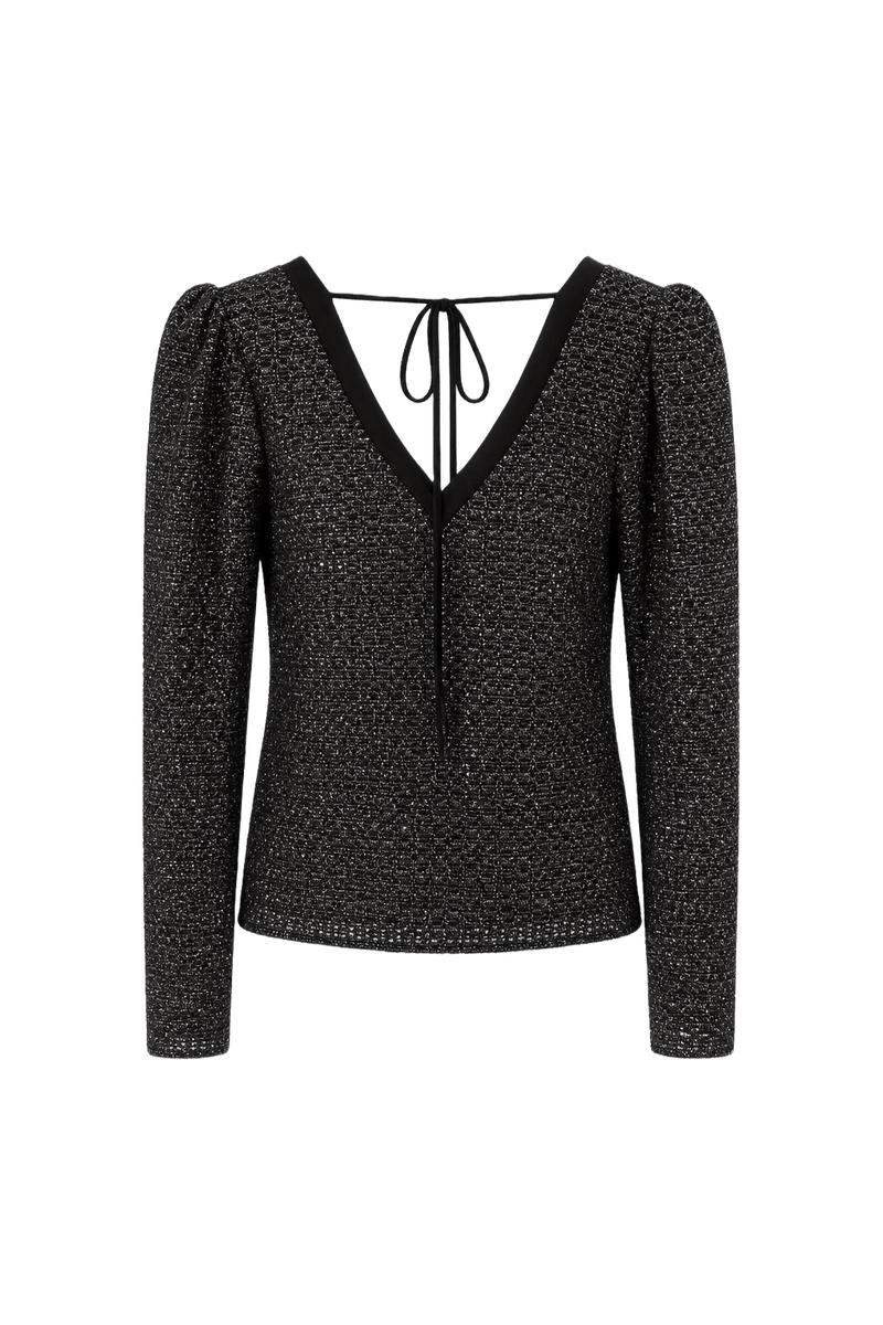 1990s Black Metallic Polyester Blend Sweater - Front View