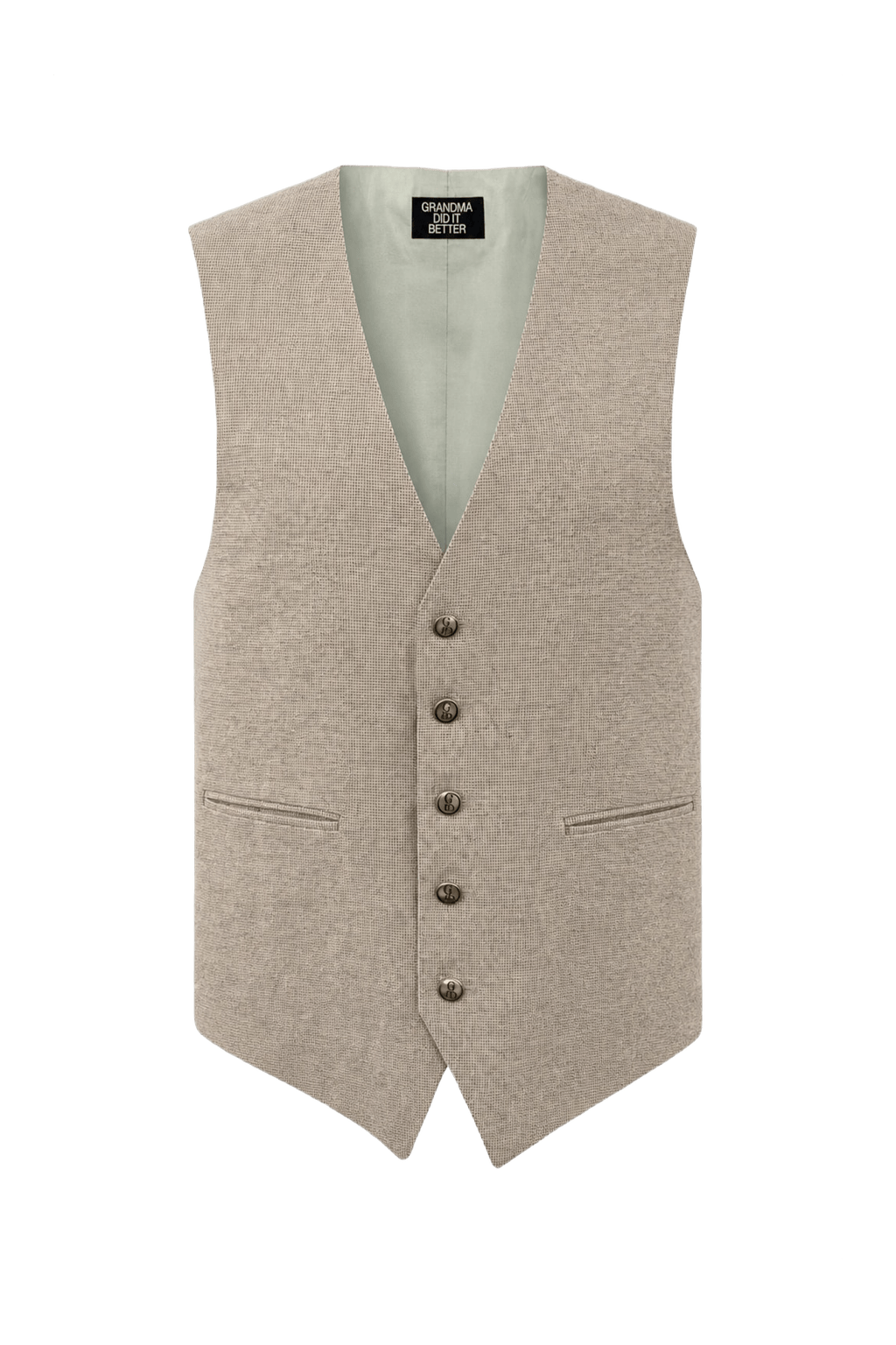 1970s Beige Wool Vest - Front View