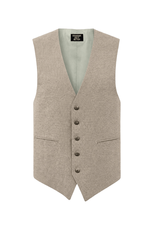 1970s Beige Wool Vest - Front View