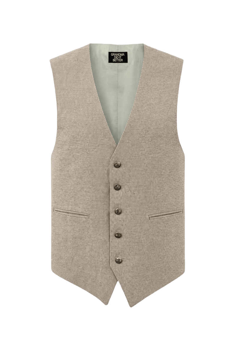 1970s Beige Wool Vest - Front View
