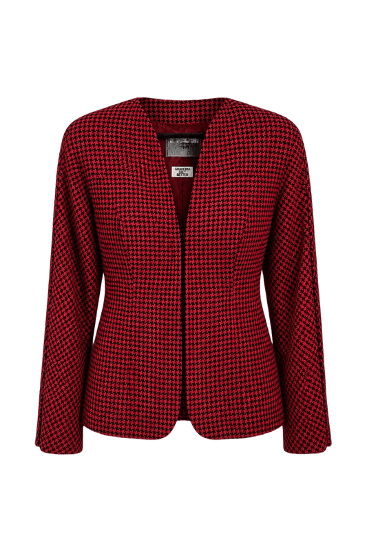 1980s Red Polyester Jacket - Front View