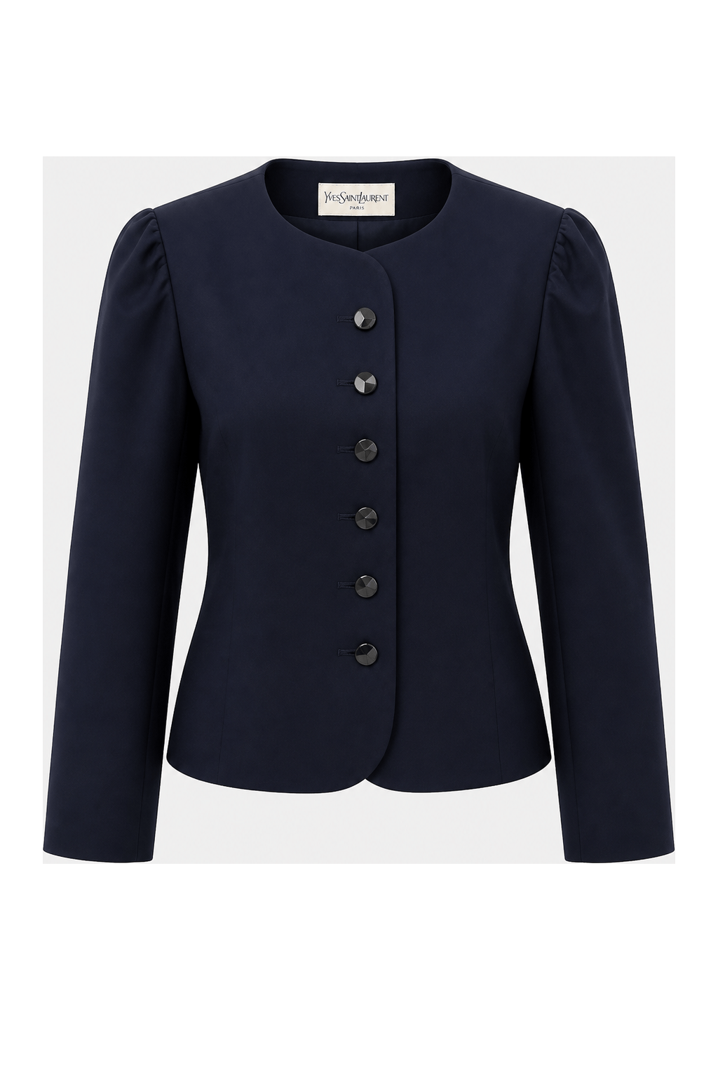 1970s Navy Blue Wool Blend Jacket - Front View