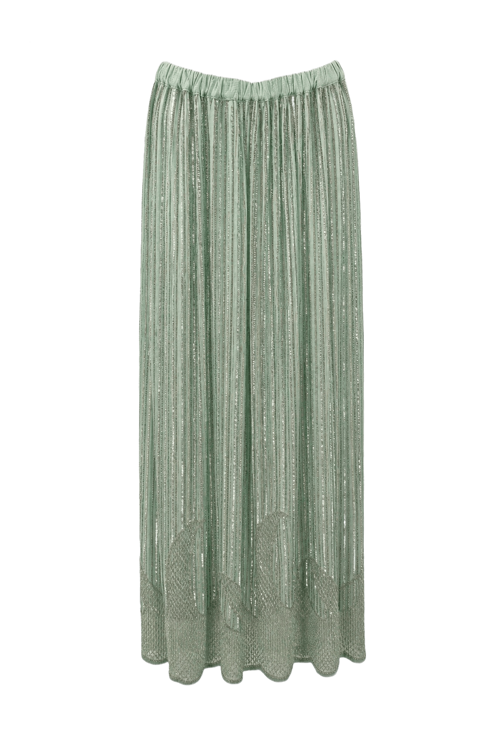 1930s Mint Green Polyester Skirt - Front View