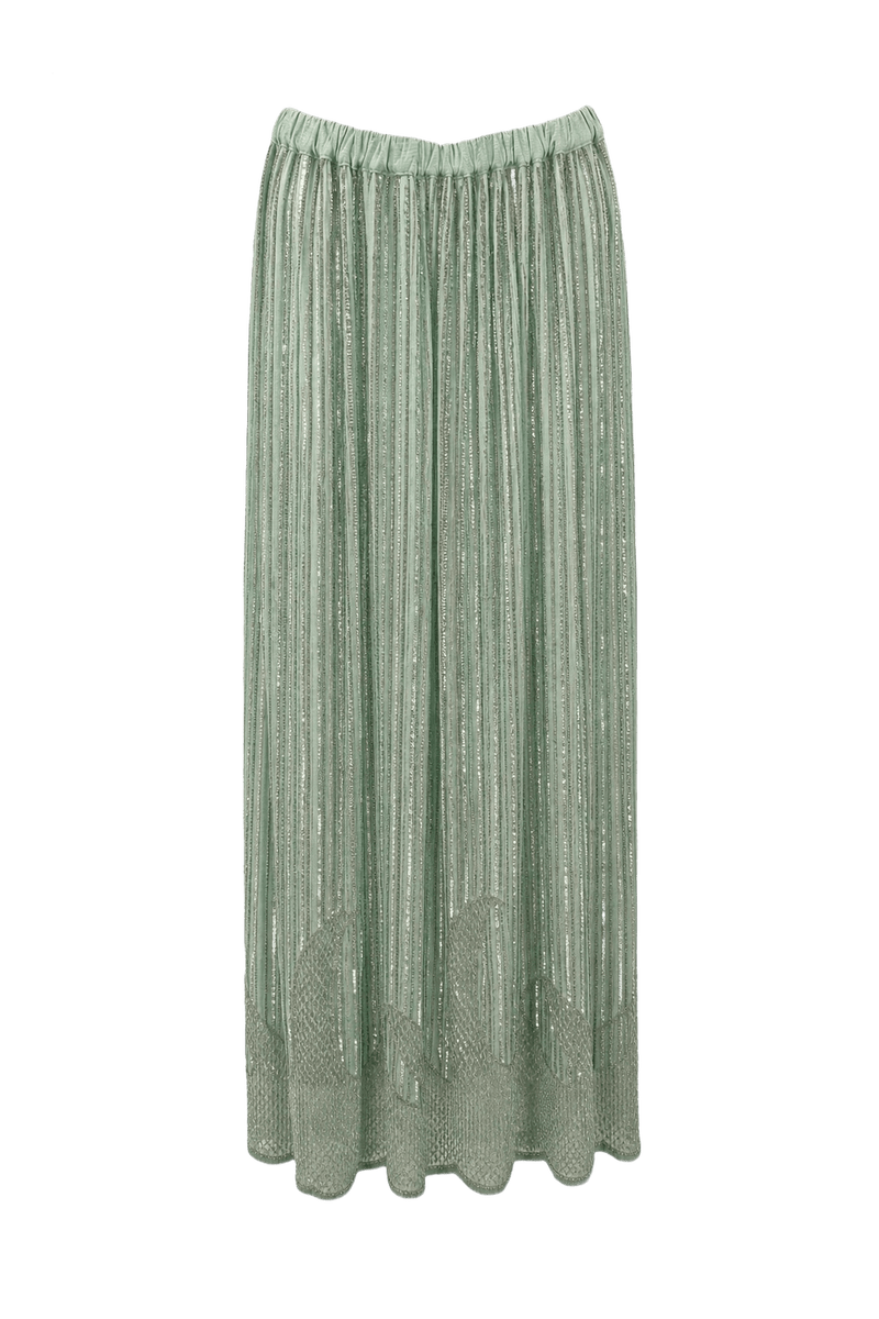 1930s Mint Green Polyester Skirt - Front View