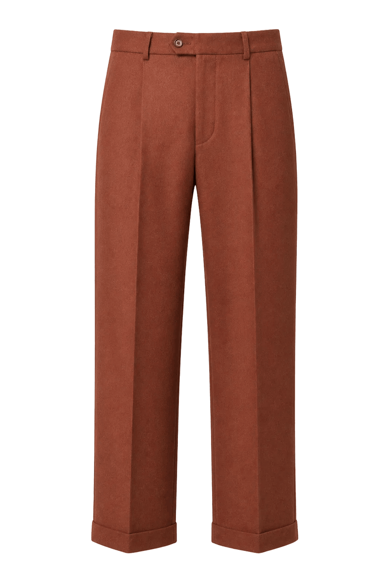 1990s Rust Brown Wool Trousers - Front View