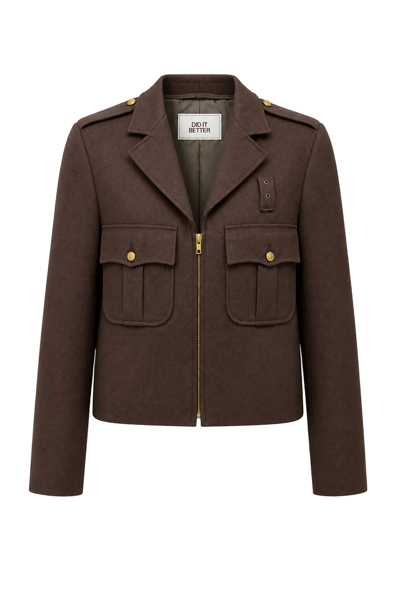 Unknown Brown Wool Blend Jacket - Front View