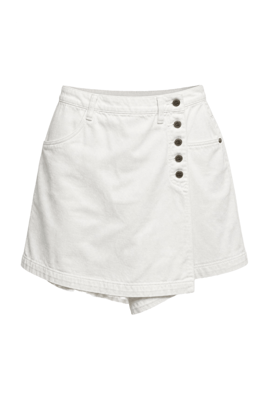 1980s White Cotton Shorts - Front View