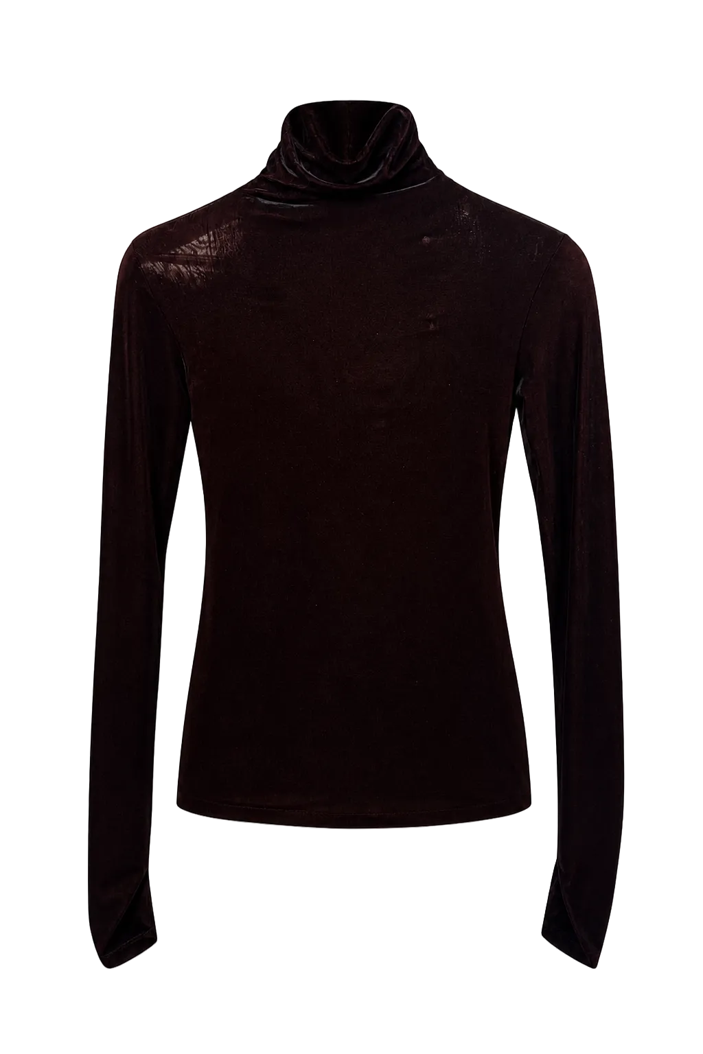 1990s Deep Burgundy Velvet Turtleneck - Front View