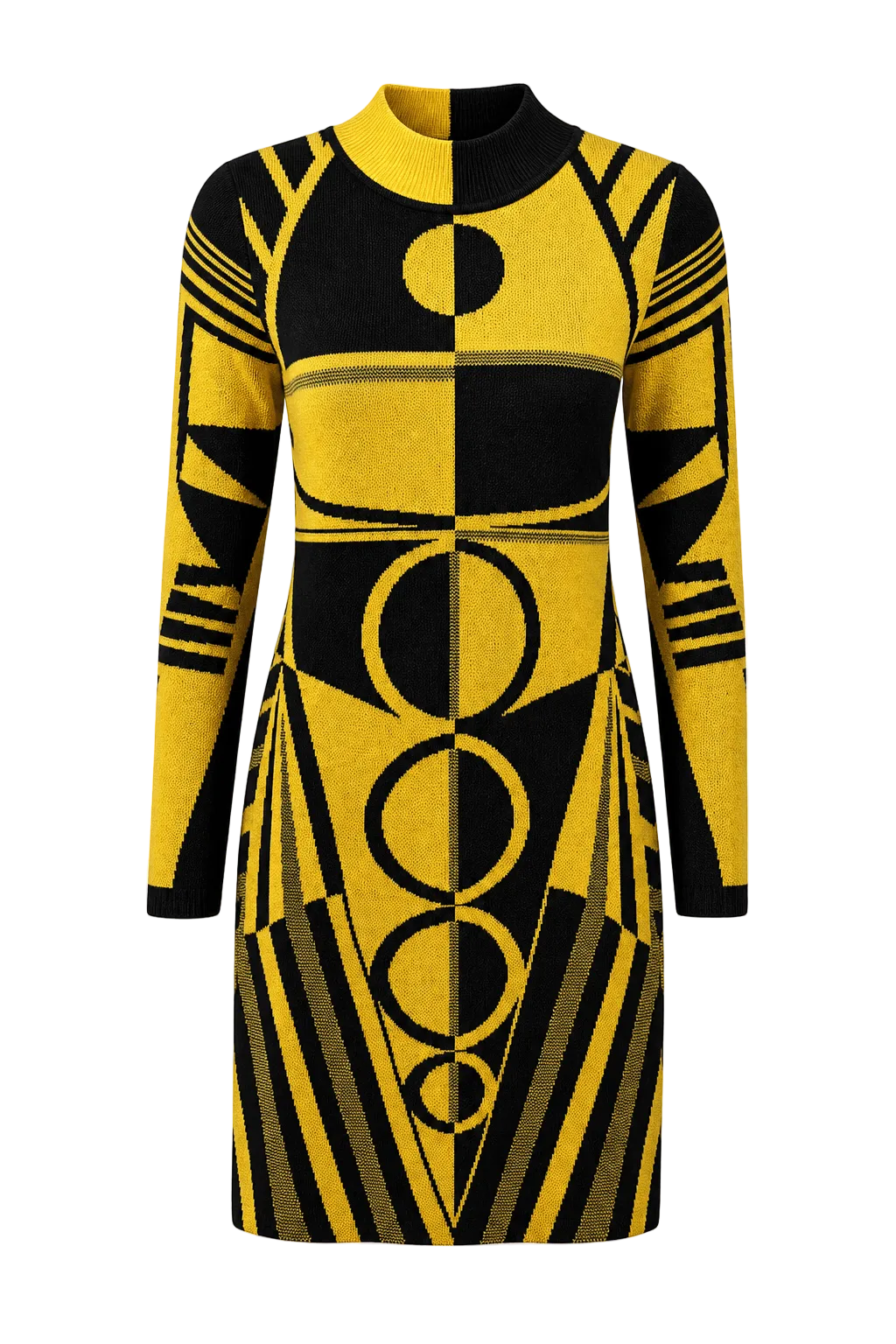 1960s Yellow Cotton Blend Mini Dress - Front View
