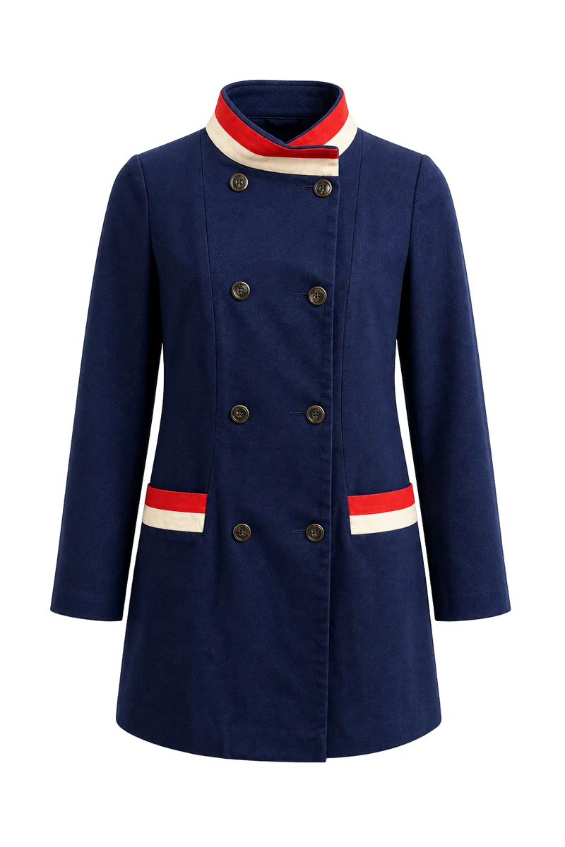 1960s Navy Blue Cotton Jacket - Front View