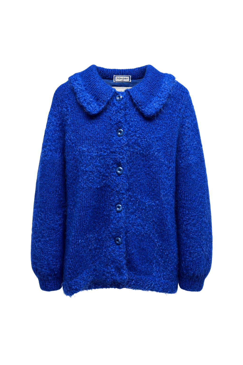 1970s Bright Blue Wool Blend Sweater - Front View