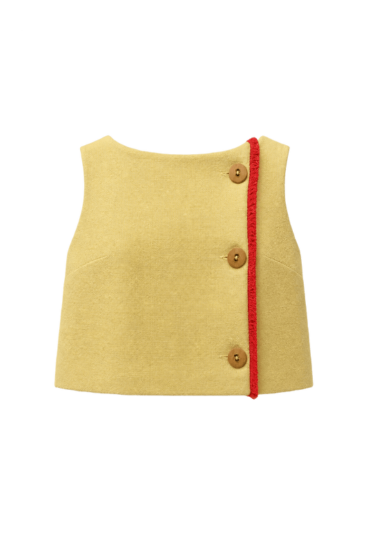 1960s Yellow Wool Blend Vest - Front View