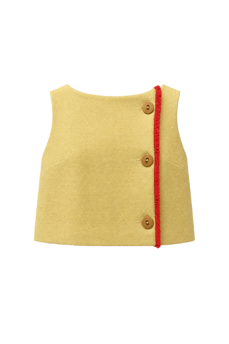 1960s Yellow Wool Blend Vest - Front View