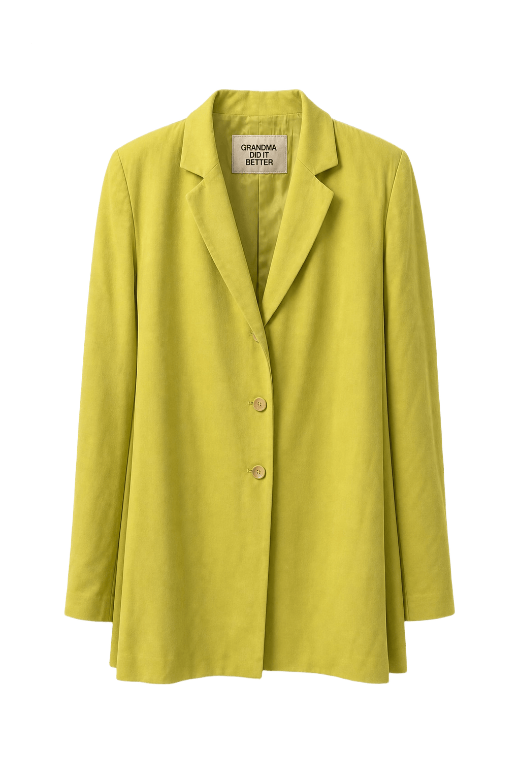 1990s Chartreuse Polyester Blazer - Front View