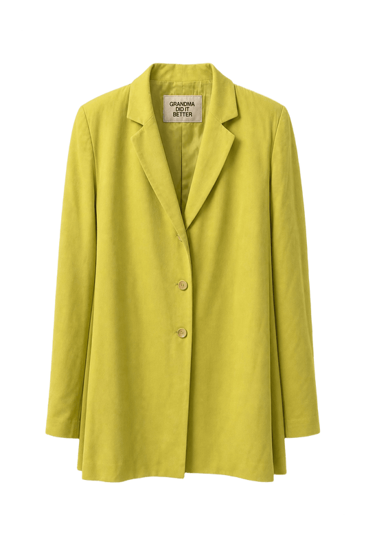 1990s Chartreuse Polyester Blazer - Front View
