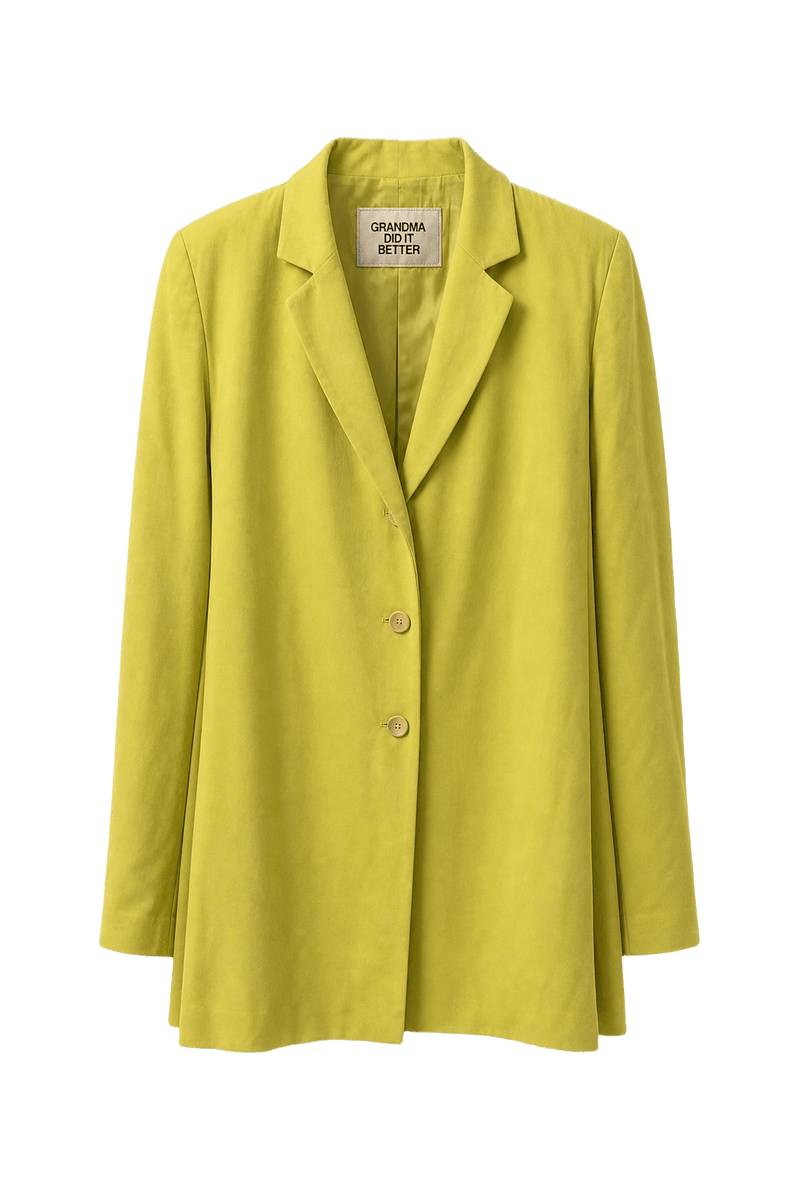 1990s Chartreuse Polyester Blazer - Front View