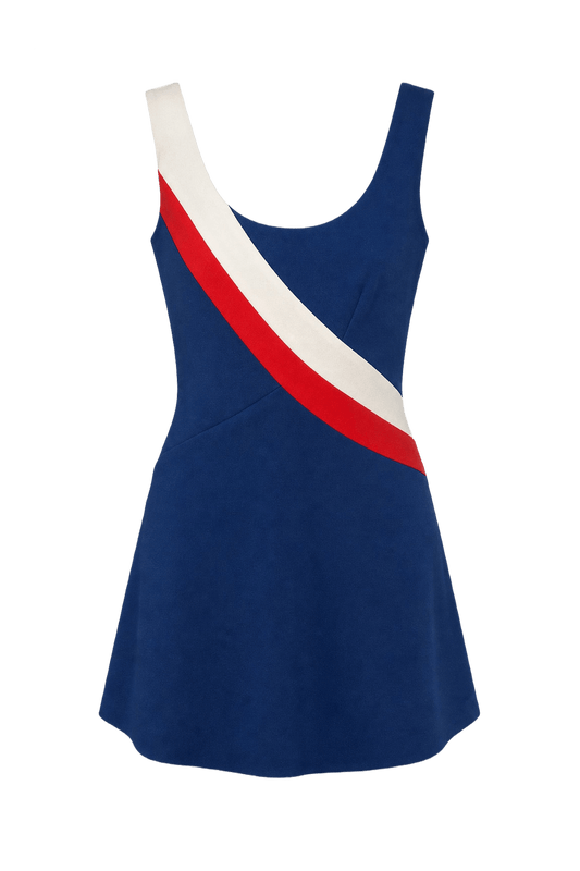 1960s Blue Synthetic Blend Mini Dress - Front View
