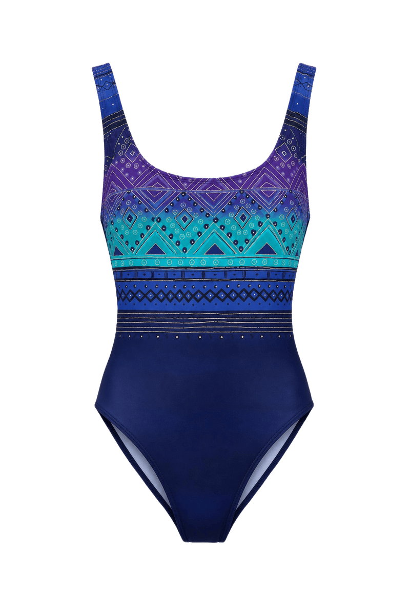 1970s Blue Synthetic Swimwear - Front View