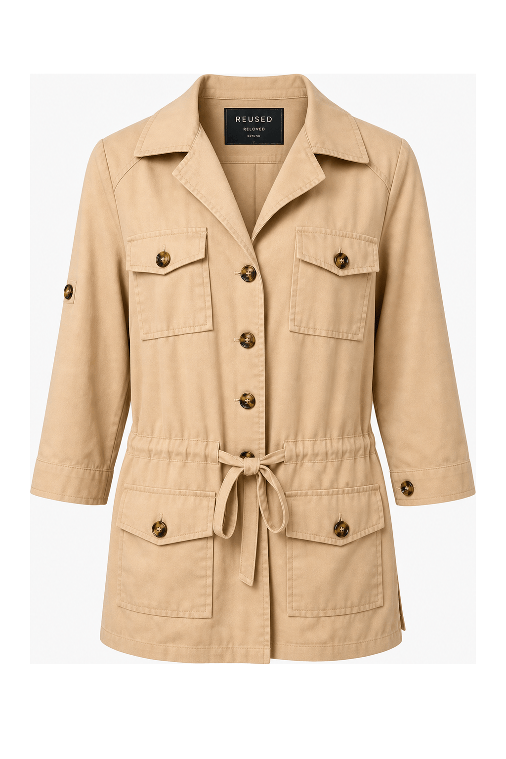 1980s Beige Cotton Blend Jacket - Front View
