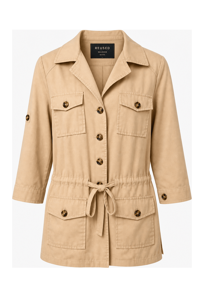 1980s Beige Cotton Blend Jacket - Front View