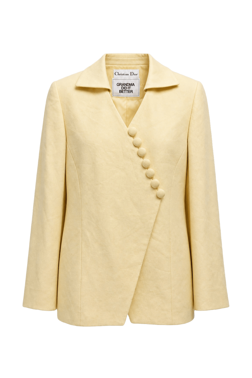 1990s Light Yellow Cotton Jacket - Front View