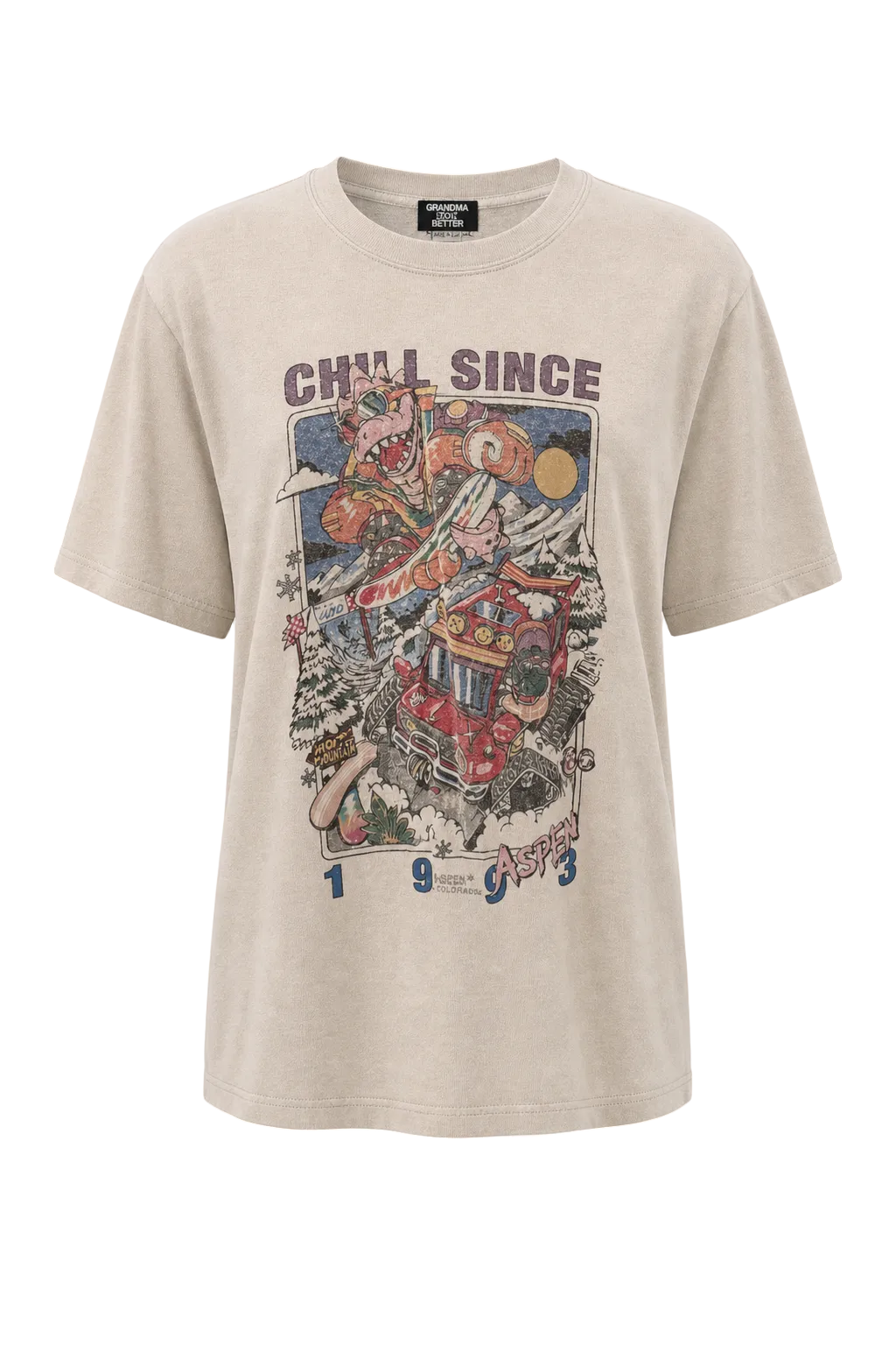 1990s Cream White Cotton T-Shirt - Front View