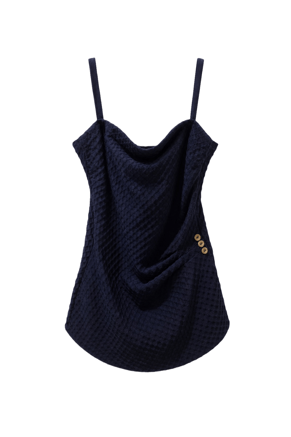 1960s Navy Blue Cotton Blend Swimsuit - Front View