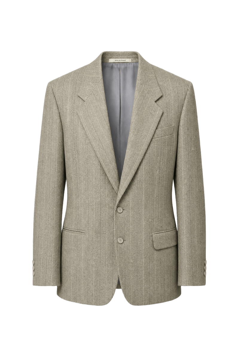 1980s Beige Wool Blend Blazer - Front View